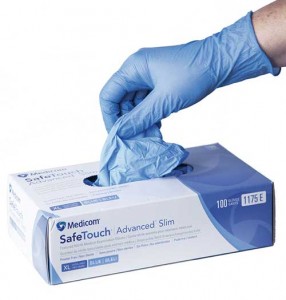 gants à usage unique nitrile hygiène alimentaire bleus